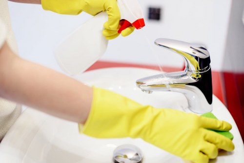 Technician checking a room for safe carpet cleaning access
