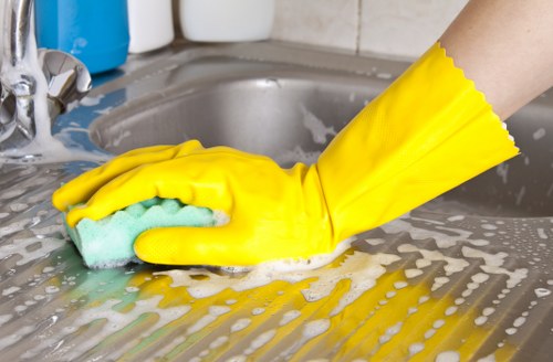 Cleaning operative reviewing liability and property conditions